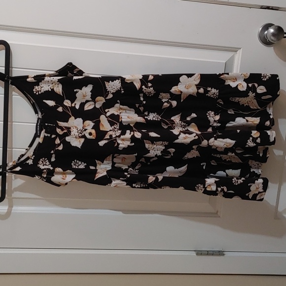 SWS Streetwear Society sleeveless black flower pattern mini dress Large - Picture 9 of 11